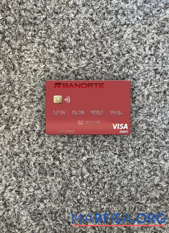 Realistic Mexico Banorte Bank visa debit card photolook front template